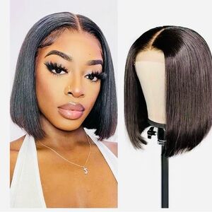 Bob Wig black 8 inch human hair
